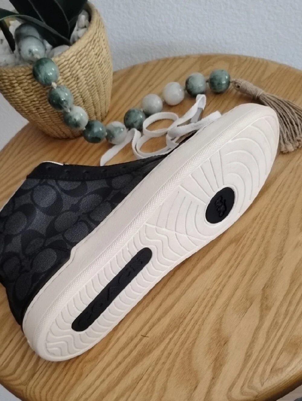 Coach Men’s 8 Women's 9.5 Black and White Signature High-Top Sneaker